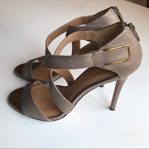 Coach Halsey leather bronze-grey 4” heels sz 10 - Picture 3 of 6